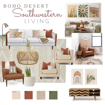 Boho Desert Modern Living Room Interior Design Mood Board by Cailey & Co. Interior Styling on Style Sourcebook