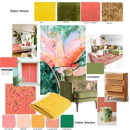 Warm Vibrant Luxury Tropical Living Interior Design Mood Board by veralissam on Style Sourcebook