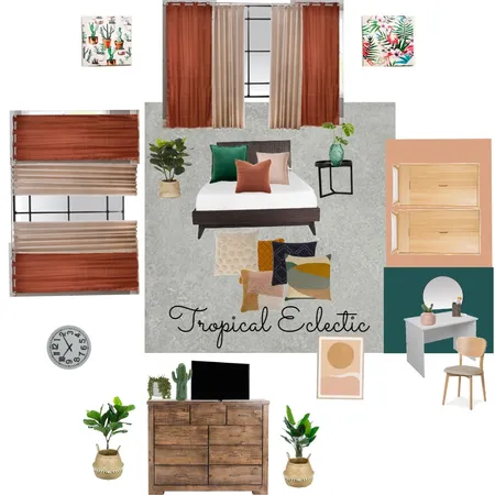 Tropical Eclectic Bedroom Interior Design Mood Board by ANED on Style Sourcebook