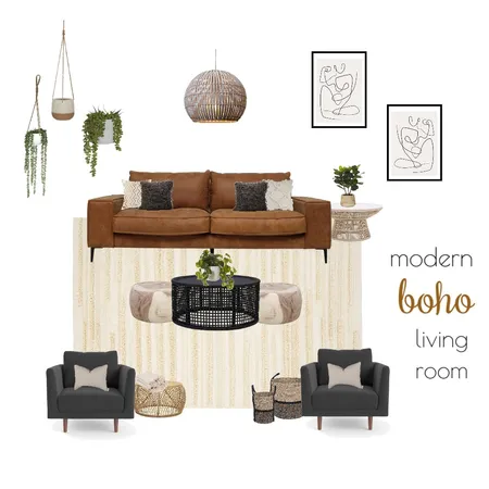 Modern Bohemian Living Room Interior Design Mood Board by Cailey & Co. Interior Styling on Style Sourcebook
