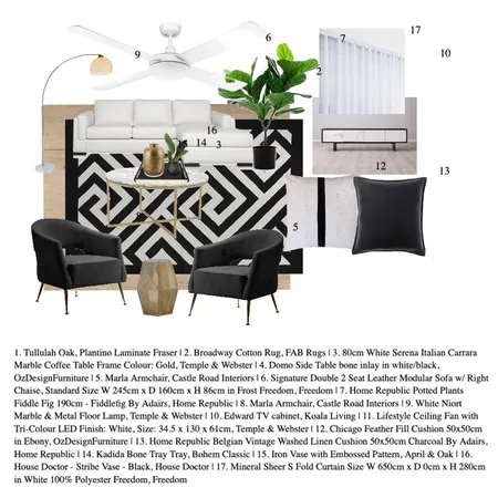 Achromatic Living Room 2 Interior Design Mood Board by keeshak on Style Sourcebook