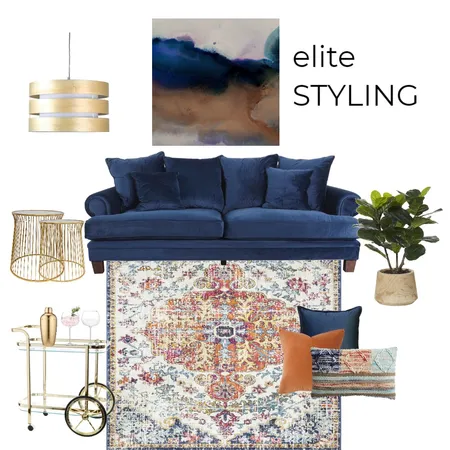 The Blues Living Interior Design Mood Board by Elite Styling on Style Sourcebook