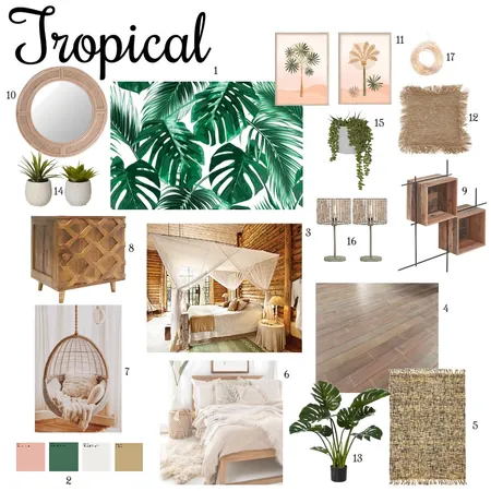tropical bedroom Interior Design Mood Board by leanneforbes on Style Sourcebook