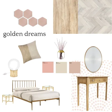 gold-pink bedroom Interior Design Mood Board by dafnagr on Style Sourcebook