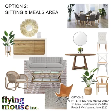 Pooja Option 2: Sitting and Meals area Interior Design Mood Board by Flyingmouse inc on Style Sourcebook