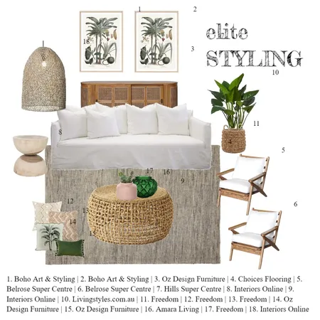 Living Casually Interior Design Mood Board by Elite Styling on Style Sourcebook