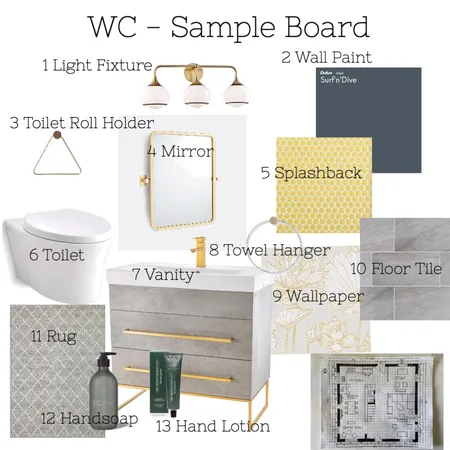 WC - Sample Board Interior Design Mood Board by Shari Dang on Style Sourcebook