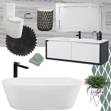 Black & White Bathroom Interior Design Mood Board by tylakippin on Style Sourcebook