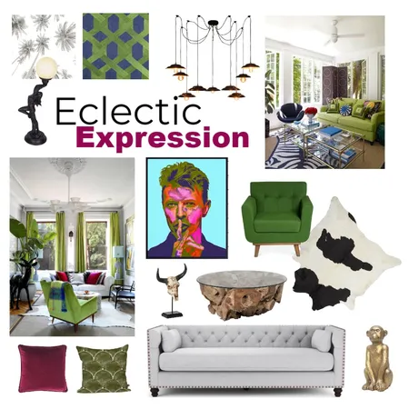Eclectic Expression Living Room Interior Design Mood Board by williamsstuiver on Style Sourcebook