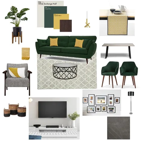 Bottle green/ yellow accent Interior Design Mood Board by RFernandez on Style Sourcebook
