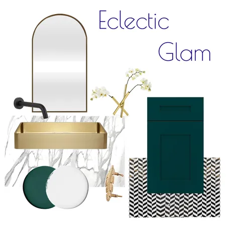 Eclectic Glam Bathroom Flatlay Interior Design Mood Board by Kohesive on Style Sourcebook