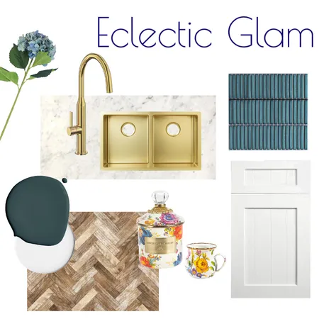 Eclectic Glam Kitchen Flatlay Interior Design Mood Board by Kohesive on Style Sourcebook