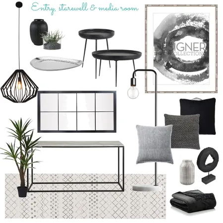 Entry, stairwell and media room Interior Design Mood Board by The Ginger Stylist on Style Sourcebook