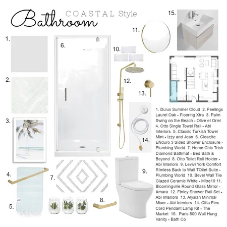 Module 9 - Bathroom Interior Design Mood Board by Amber Cynthie Design on Style Sourcebook