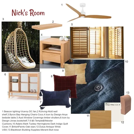 Nicks room Interior Design Mood Board by SharonFitz on Style Sourcebook