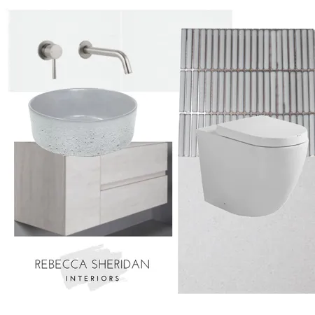 Soft Grey Textured Powder Room Interior Design Mood Board by Sheridan Interiors on Style Sourcebook