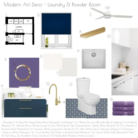 Modern Art Deco - Laundry & WC Interior Design Mood Board by KateLT on Style Sourcebook