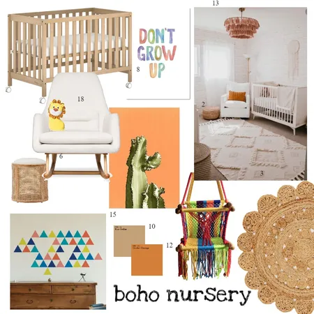 Boho Nursery Interior Design Mood Board by blevine on Style Sourcebook