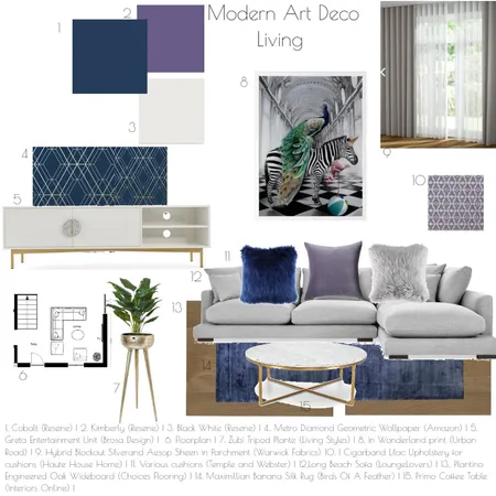 Modern Art Deco  - Living Interior Design Mood Board by KateLT on Style Sourcebook