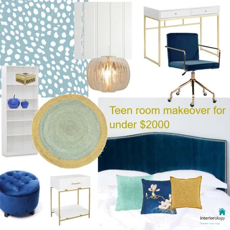 Girl teenage bedroom makeover under $2000 Interior Design Mood Board by interiorology on Style Sourcebook