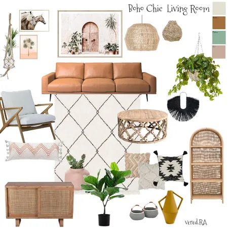 Boho Chic living room Interior Design Mood Board by Vered R.A on Style Sourcebook