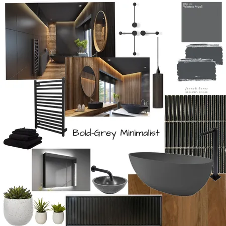 Bold-Grey Minimalist Bathroom Interior Design Mood Board by MogotsiKay on Style Sourcebook