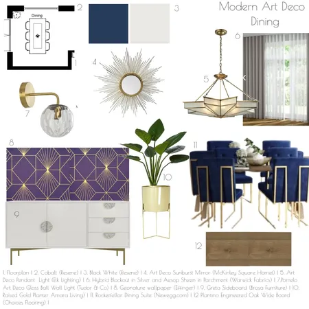 Modern Art Deco - Dining Interior Design Mood Board by KateLT on Style Sourcebook