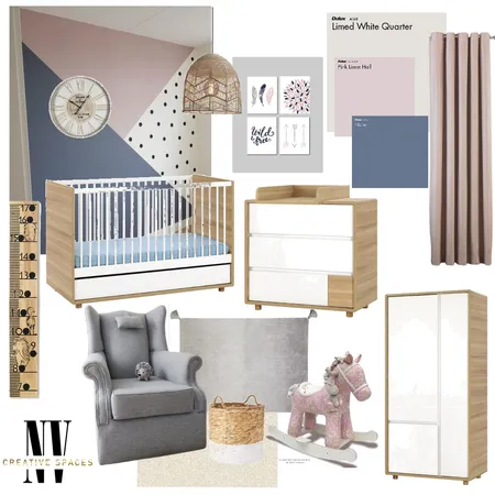 Baby girl nursery Interior Design Mood Board by NV Creative Spaces on Style Sourcebook