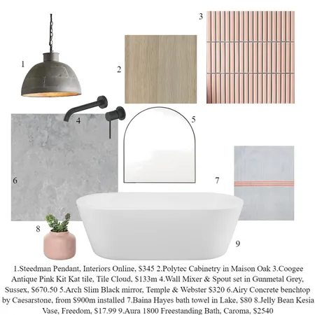 Pink + Grey Matte Bathroom 2 Interior Design Mood Board by mooloolaba_lifestyle on Style Sourcebook