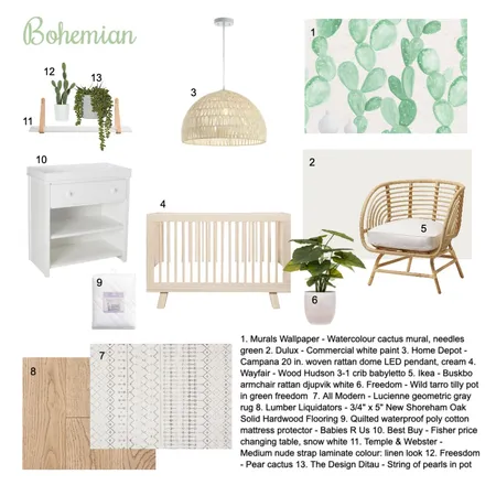 Bohemian Nursery Interior Design Mood Board by Kayleehiggins on Style Sourcebook
