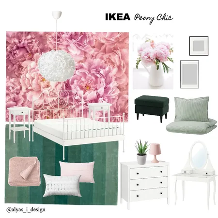 Peony girly bedroom Interior Design Mood Board by AlyaSiDesign on Style Sourcebook