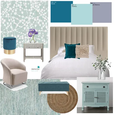 Teal and lavender bedroom Interior Design Mood Board by interiorology on Style Sourcebook