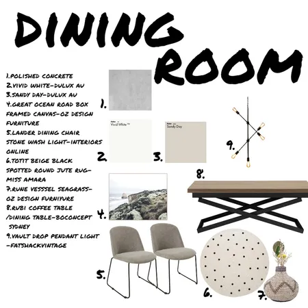 sample board-diningroom Interior Design Mood Board by courtmunro on Style Sourcebook