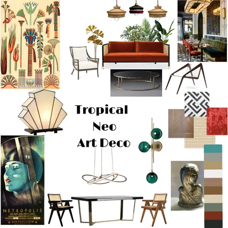 Tropical Neo Art Deco Interior Design Mood Board by ÏDNÅĒ.Visions on Style Sourcebook