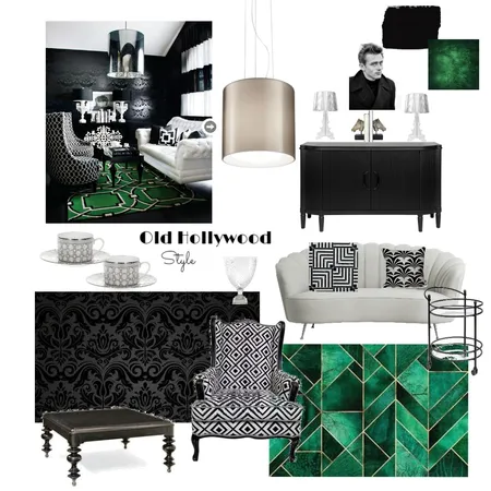 Old Hollywood Living Room Interior Design Mood Board by Tonia Walker on Style Sourcebook