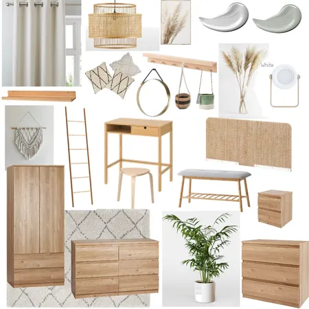 Janie's Bedroom - Final with rattan headboard Interior Design Mood Board by Jacko1979 on Style Sourcebook