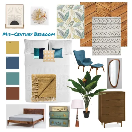 Mid Century Bedroom Interior Design Mood Board by KendleD on Style Sourcebook