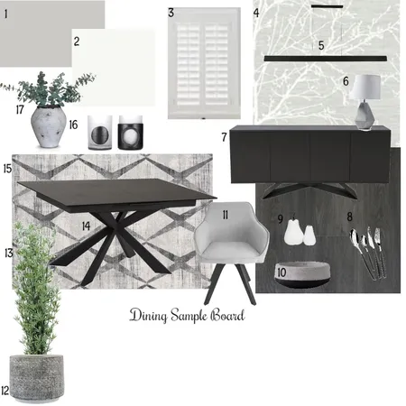 Achromatic Dining Interior Design Mood Board by SbS on Style Sourcebook