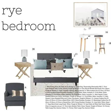 bedroom rye Interior Design Mood Board by Zhush It on Style Sourcebook