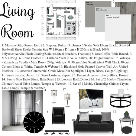 IDI - Mod 9 - Living Room Interior Design Mood Board by Tamz on Style Sourcebook
