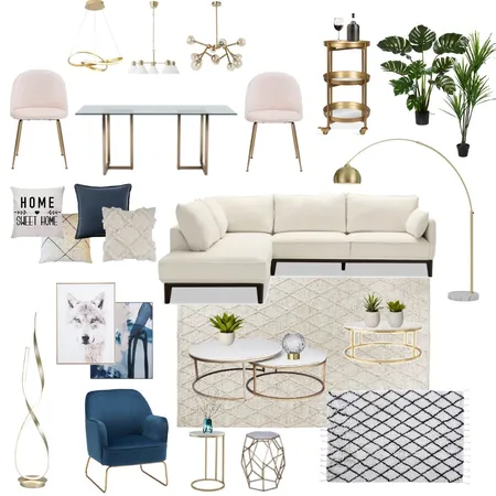 Living + Dining Interior Design Mood Board by Carolina Nunes on Style Sourcebook