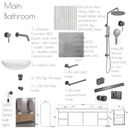 Lim Main Bathroom Interior Design Mood Board by Batya Bassin on Style Sourcebook