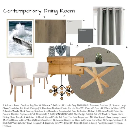 Contemporary Dining Room Interior Design Mood Board by LJT0994 on Style Sourcebook