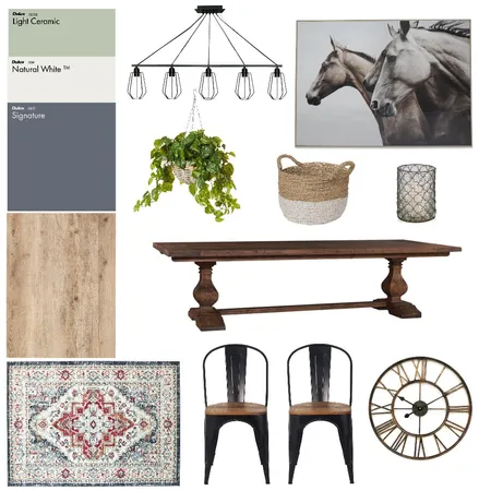 Modern Farmhouse DR Interior Design Mood Board by Black Dog Designs on Style Sourcebook