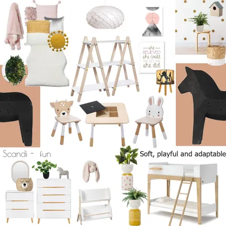 Scandi-fun for girls - catering for sisters with an age gap Interior Design Mood Board by sadiesinteriors on Style Sourcebook