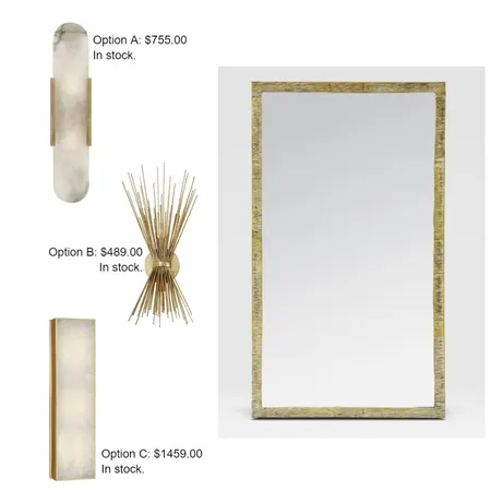 Yvette's mirror and sconces Interior Design Mood Board by Intelligent Designs on Style Sourcebook