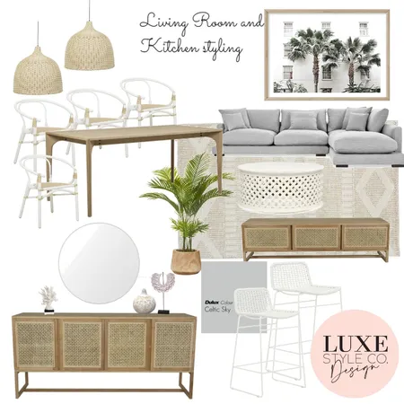 Beach house Living room/kitchen styling Interior Design Mood Board by Luxe Style Co. on Style Sourcebook