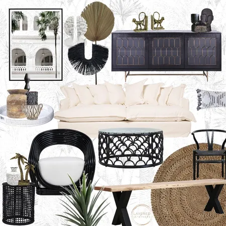 Spring Monochramatic Living Interior Design Mood Board by Layered Interiors on Style Sourcebook