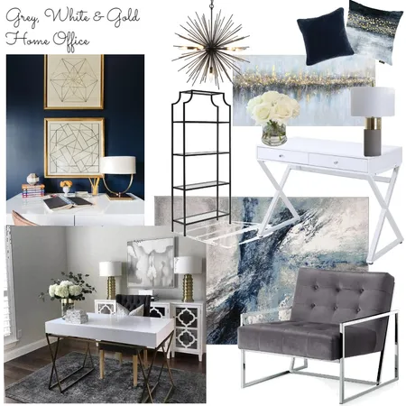 Fiverr - Grey & Gold Home Office Interior Design Mood Board by rachweaver21 on Style Sourcebook