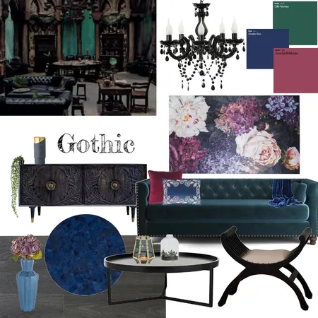 Gothic Living Room Interior Design Mood Board by kaelaN on Style Sourcebook